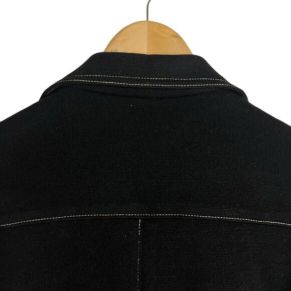 Vintage Kimberly Black Wool Knit Belted Button Front Patch Pocket Jacket Size L - Picture 7 of 12